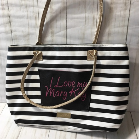 Mary Kay Handbags - I Love My Mary Kay Black Striped Tote